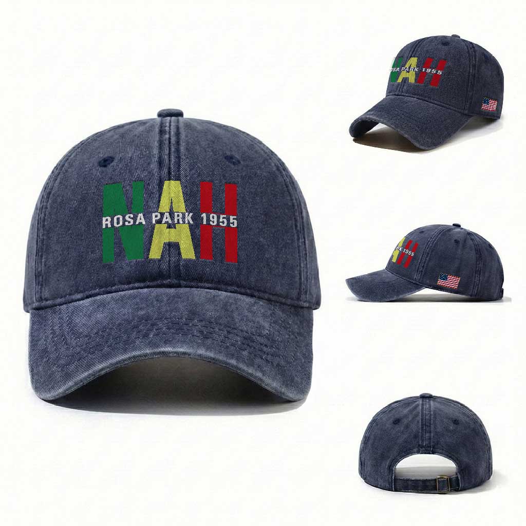 Nah Rosa Parks Quote Washed Cotton Baseball Cap Black Movement Protest TS14 Washed Cap Universal Fit Navy Print Your Wear
