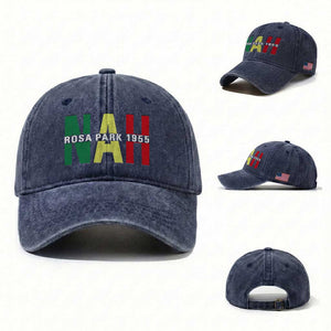 Nah Rosa Parks Quote Washed Cotton Baseball Cap Black Movement Protest TS14 Washed Cap Universal Fit Navy Print Your Wear