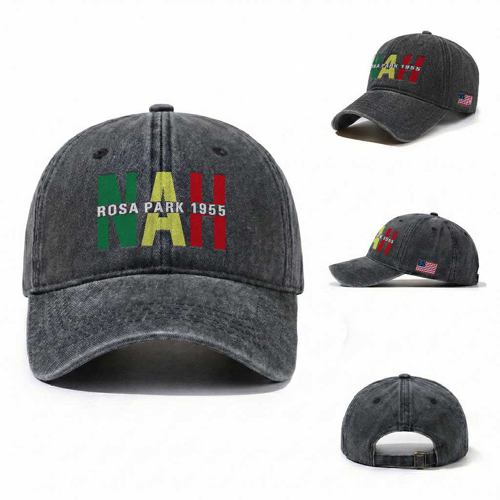 Nah Rosa Parks Quote Washed Cotton Baseball Cap Black Movement Protest TS14 Washed Cap Universal Fit Dark Gray Print Your Wear