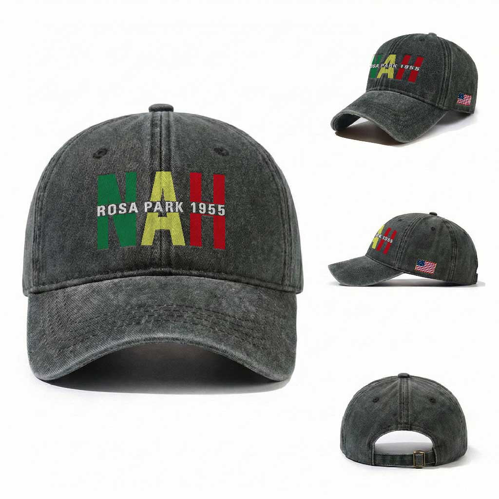 Nah Rosa Parks Quote Washed Cotton Baseball Cap Black Movement Protest TS14 Washed Cap Universal Fit Dark Green Print Your Wear