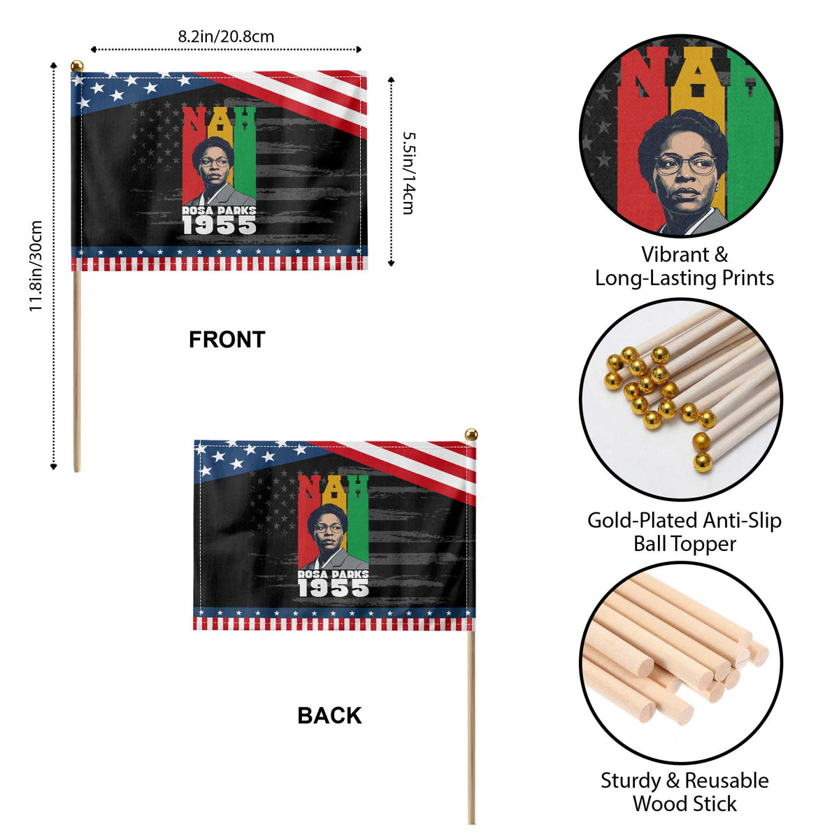 Nah Rosa Parks Quote Patriotic Handheld Flag Civil Rights African American TS14 Print Your Wear