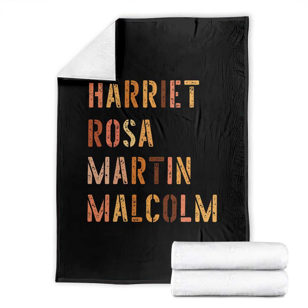 Black History Leaders Throw Blanket Harriet Rosa Martin Malcolm TS14 Black Print Your Wear