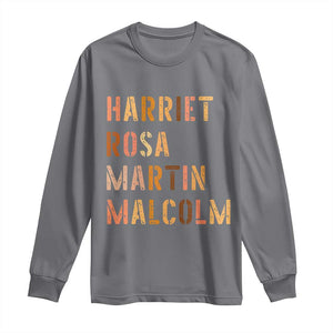 Black History Leaders Long Sleeve Shirt Harriet Rosa Martin Malcolm TS14 Charcoal Print Your Wear