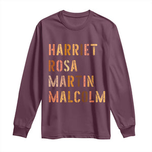 Black History Leaders Long Sleeve Shirt Harriet Rosa Martin Malcolm TS14 Maroon Print Your Wear