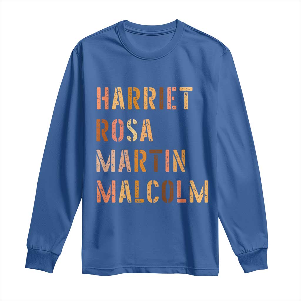 Black History Leaders Long Sleeve Shirt Harriet Rosa Martin Malcolm TS14 Royal Blue Print Your Wear