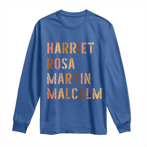 Black History Leaders Long Sleeve Shirt Harriet Rosa Martin Malcolm TS14 Royal Blue Print Your Wear
