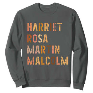 Black History Leaders Sweatshirt Harriet Rosa Martin Malcolm TS14 Dark Heather Print Your Wear