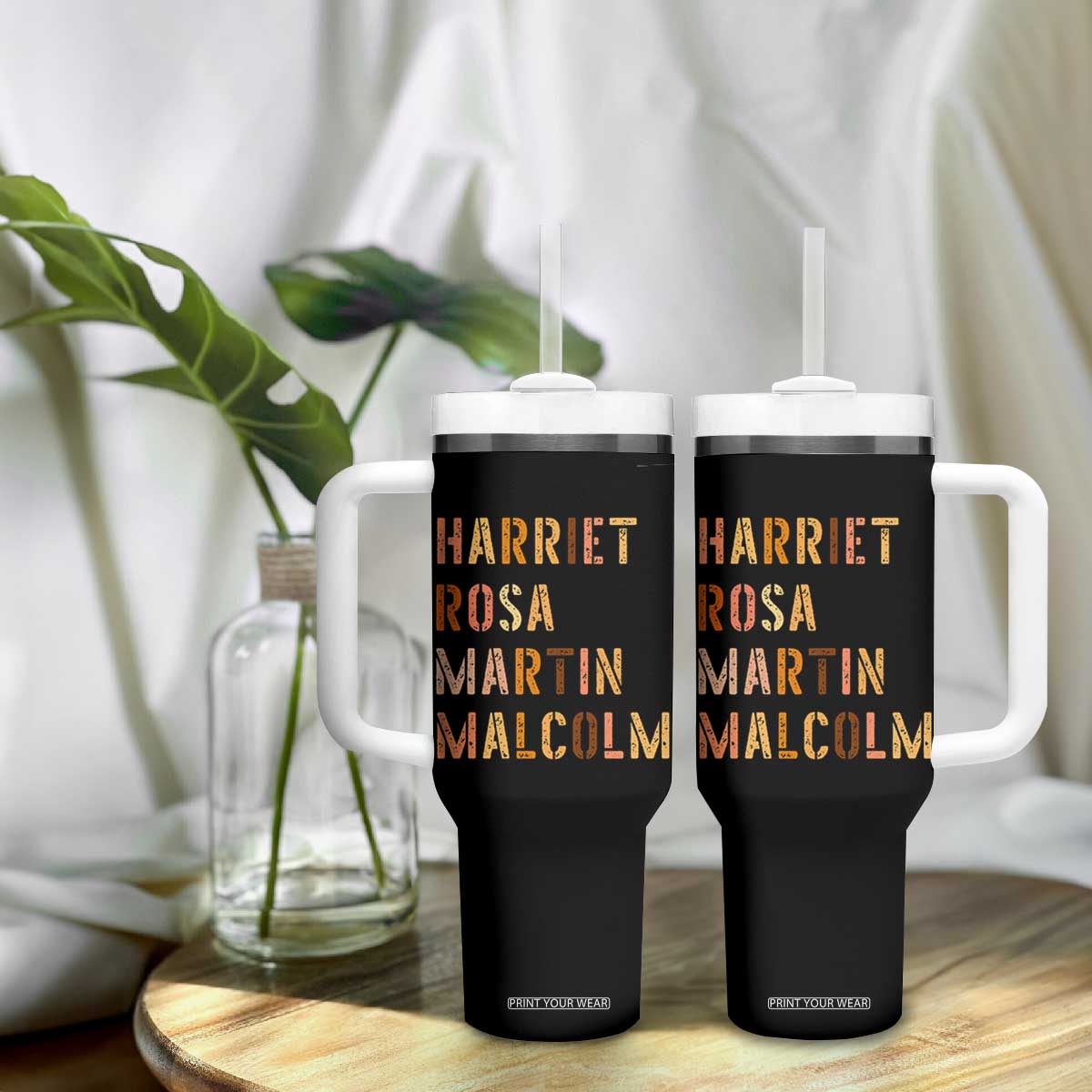 Black History Leaders Tumbler With Handle Harriet Rosa Martin Malcolm TS14 Print Your Wear