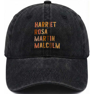 Black History Leaders Washed Cotton Baseball Cap Harriet Rosa Martin Malcolm TS14 Washed Cap Universal Fit Black Print Your Wear