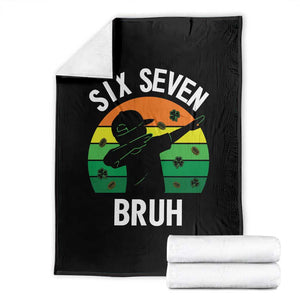67 Bruh St Patricks Day Throw Blanket Funny Six Seven Boys Kids Dabbing Meme TS14 Black Print Your Wear