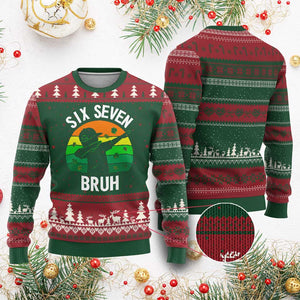 67 Bruh St Patricks Day Ugly Christmas Sweater Funny Six Seven Boys Kids Dabbing Meme TS14 Red Green Print Your Wear