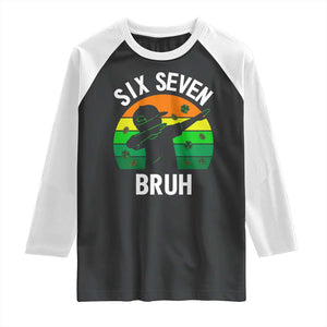 67 Bruh St Patricks Day Raglan Shirt Funny Six Seven Boys Kids Dabbing Meme TS14 Black White Print Your Wear