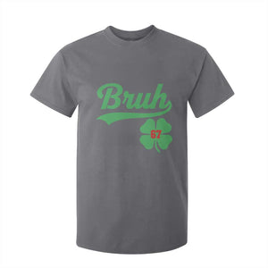 67 Bruh St Patricks Day T Shirt For Kid Funny Six Seven Shamrock Meme TS14 Charcoal Print Your Wear
