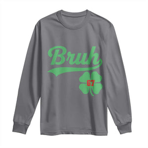 67 Bruh St Patricks Day Long Sleeve Shirt Funny Six Seven Shamrock Meme TS14 Charcoal Print Your Wear