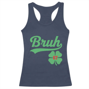 67 Bruh St Patricks Day Racerback Tank Top Funny Six Seven Shamrock Meme TS14 Navy Print Your Wear