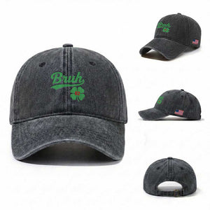 67 Bruh St Patricks Day Washed Cotton Baseball Cap Funny Six Seven Shamrock Meme TS14 Washed Cap Universal Fit Dark Gray Print Your Wear