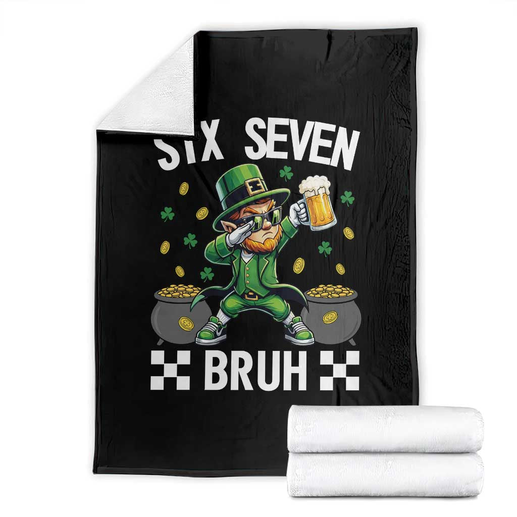 67 Bruh St Patricks Day Throw Blanket Funny Six Seven Leprechaun Bruh Meme TS14 Black Print Your Wear