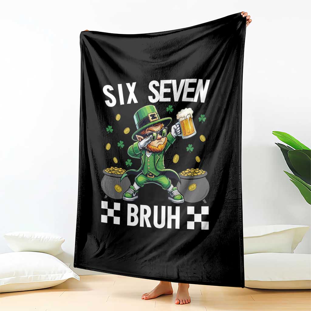 67 Bruh St Patricks Day Throw Blanket Funny Six Seven Leprechaun Bruh Meme TS14 Print Your Wear