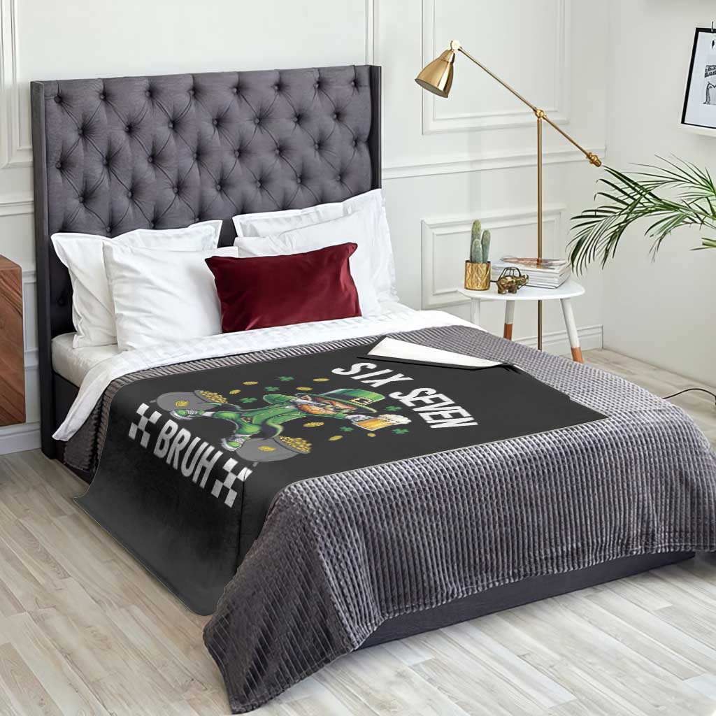 67 Bruh St Patricks Day Throw Blanket Funny Six Seven Leprechaun Bruh Meme TS14 Print Your Wear