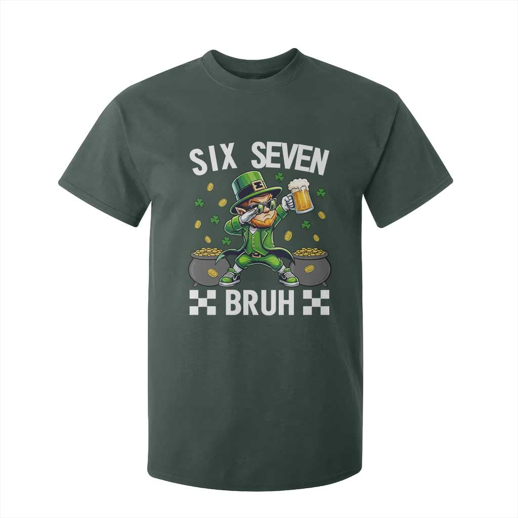 67 Bruh St Patricks Day T Shirt For Kid Funny Six Seven Leprechaun Bruh Meme TS14 Dark Forest Green Print Your Wear