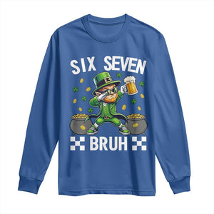 67 Bruh St Patricks Day Long Sleeve Shirt Funny Six Seven Leprechaun Bruh Meme TS14 Royal Blue Print Your Wear