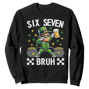 67 Bruh St Patricks Day Sweatshirt Funny Six Seven Leprechaun Bruh Meme TS14 Black Print Your Wear