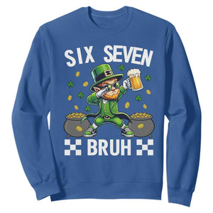 67 Bruh St Patricks Day Sweatshirt Funny Six Seven Leprechaun Bruh Meme TS14 Royal Blue Print Your Wear
