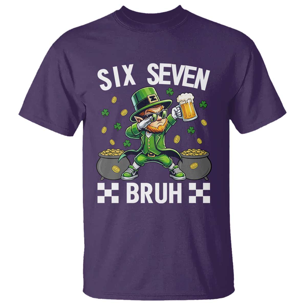 67 Bruh St Patricks Day T Shirt Funny Six Seven Leprechaun Bruh Meme TS14 Purple Print Your Wear