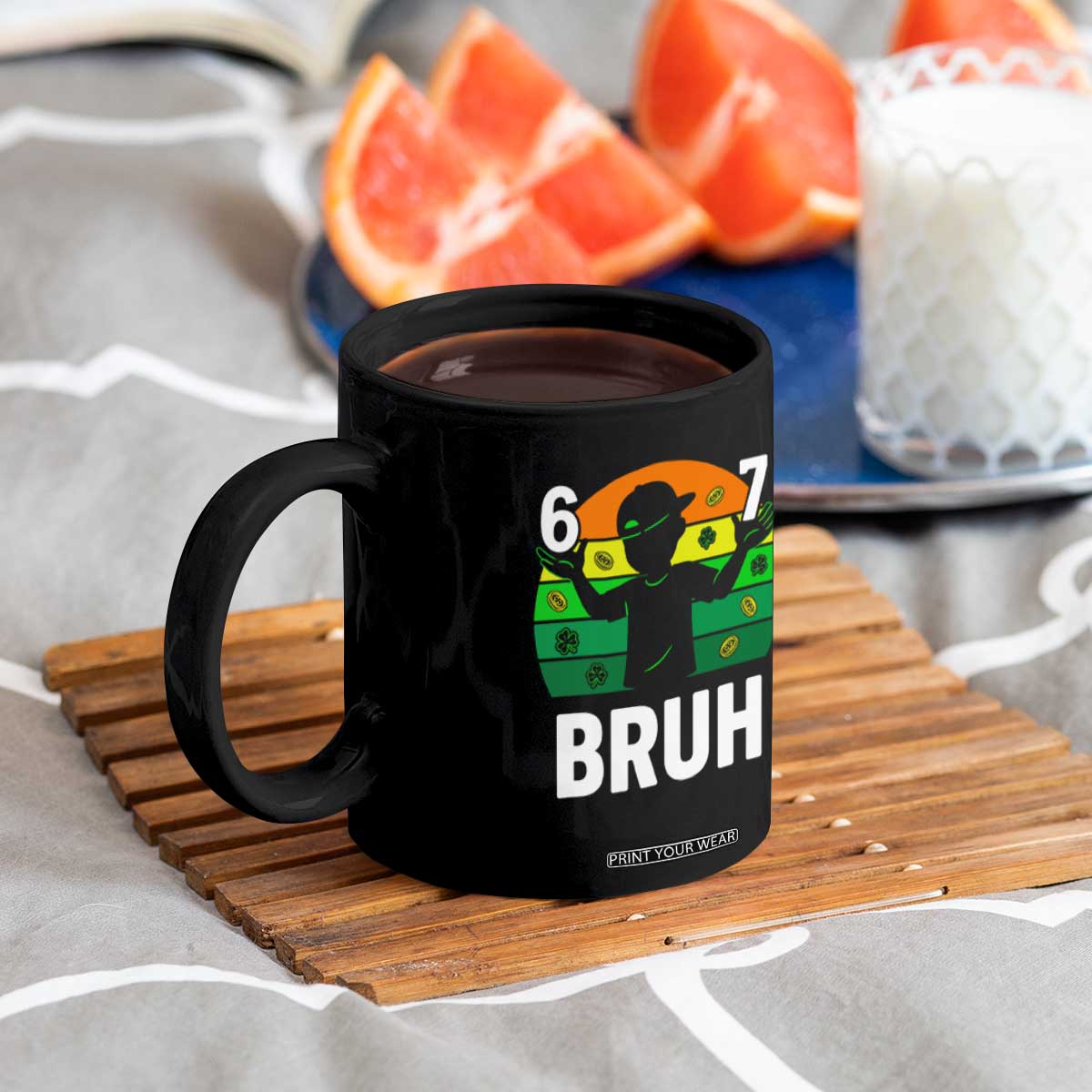 67 Bruh St Patricks Day Coffee Mug Funny Six Seven Boys Kids Meme TS14 Print Your Wear