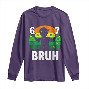 67 Bruh St Patricks Day Long Sleeve Shirt Funny Six Seven Boys Kids Meme TS14 Purple Print Your Wear
