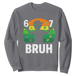 67 Bruh St Patricks Day Sweatshirt Funny Six Seven Boys Kids Meme TS14 Charcoal Print Your Wear