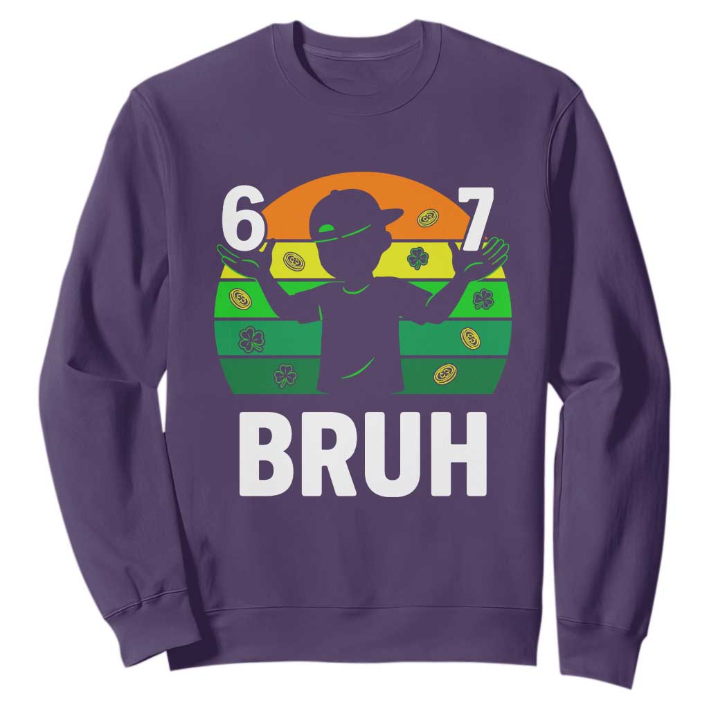 67 Bruh St Patricks Day Sweatshirt Funny Six Seven Boys Kids Meme TS14 Purple Print Your Wear