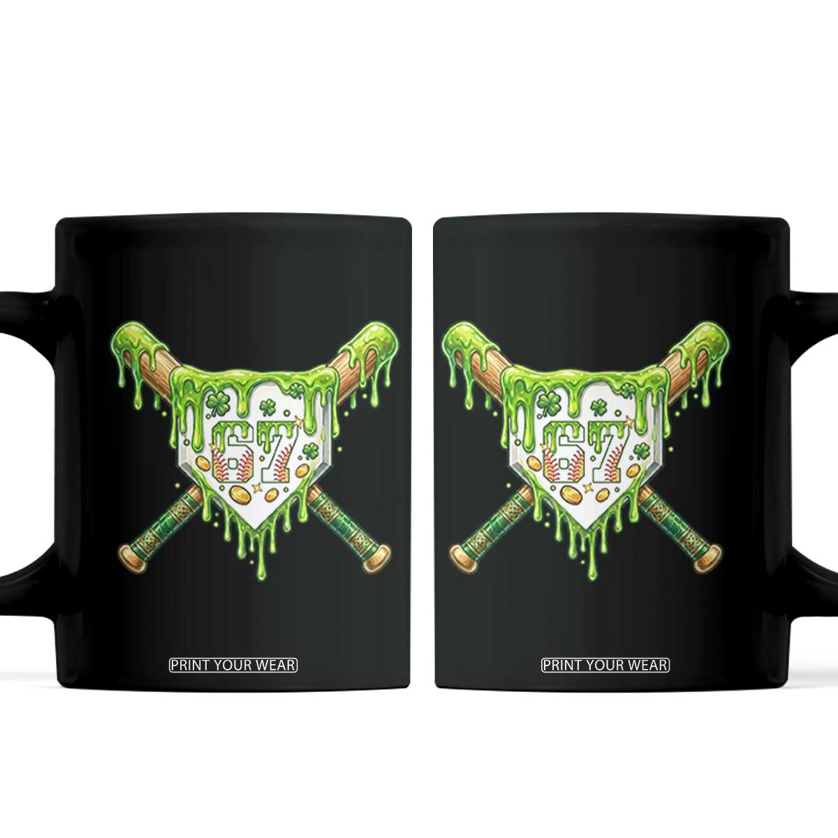 67 St Patricks Day Coffee Mug Funny Six Seven Baseball Sport Party Meme TS14 Black Print Your Wear