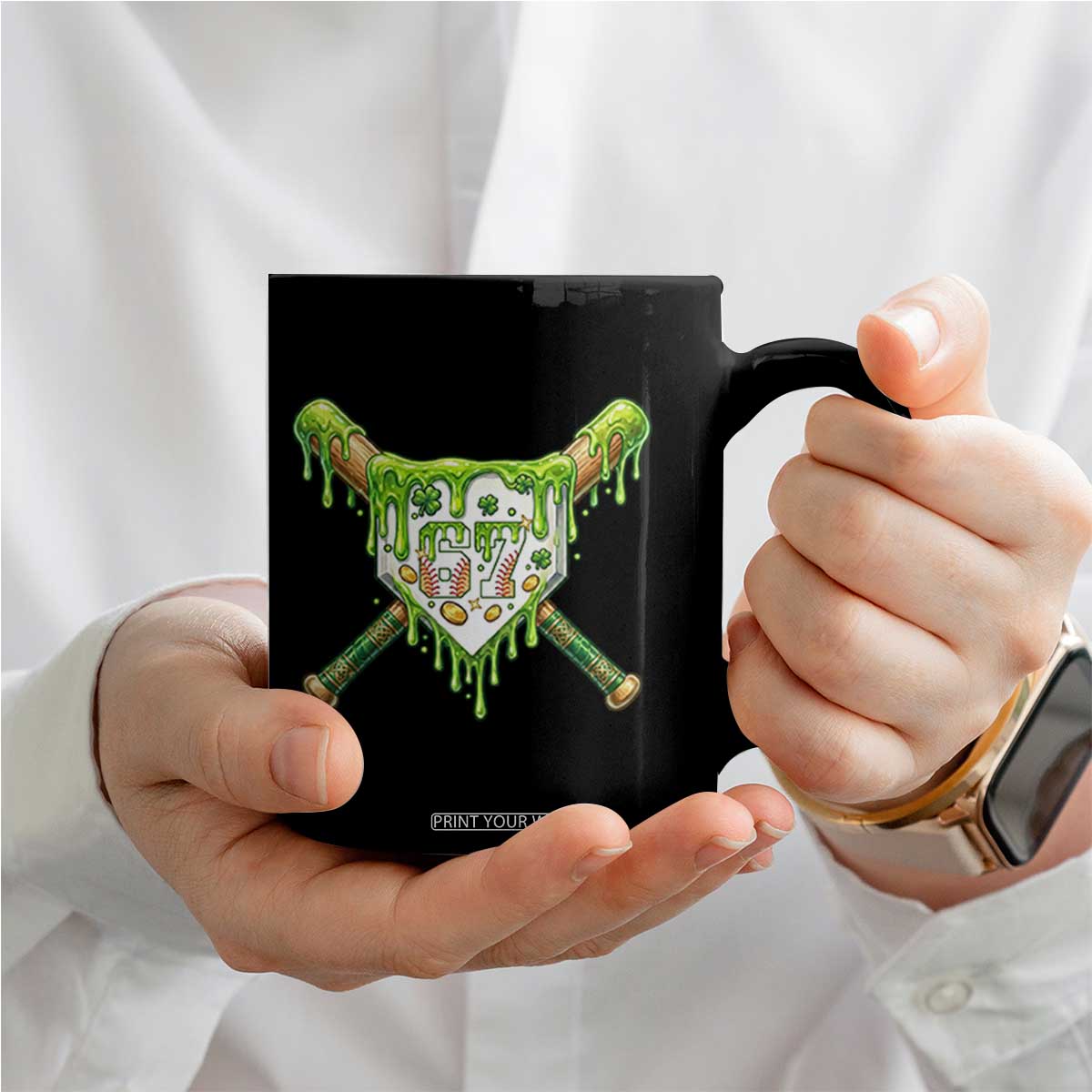 67 St Patricks Day Coffee Mug Funny Six Seven Baseball Sport Party Meme TS14 Print Your Wear