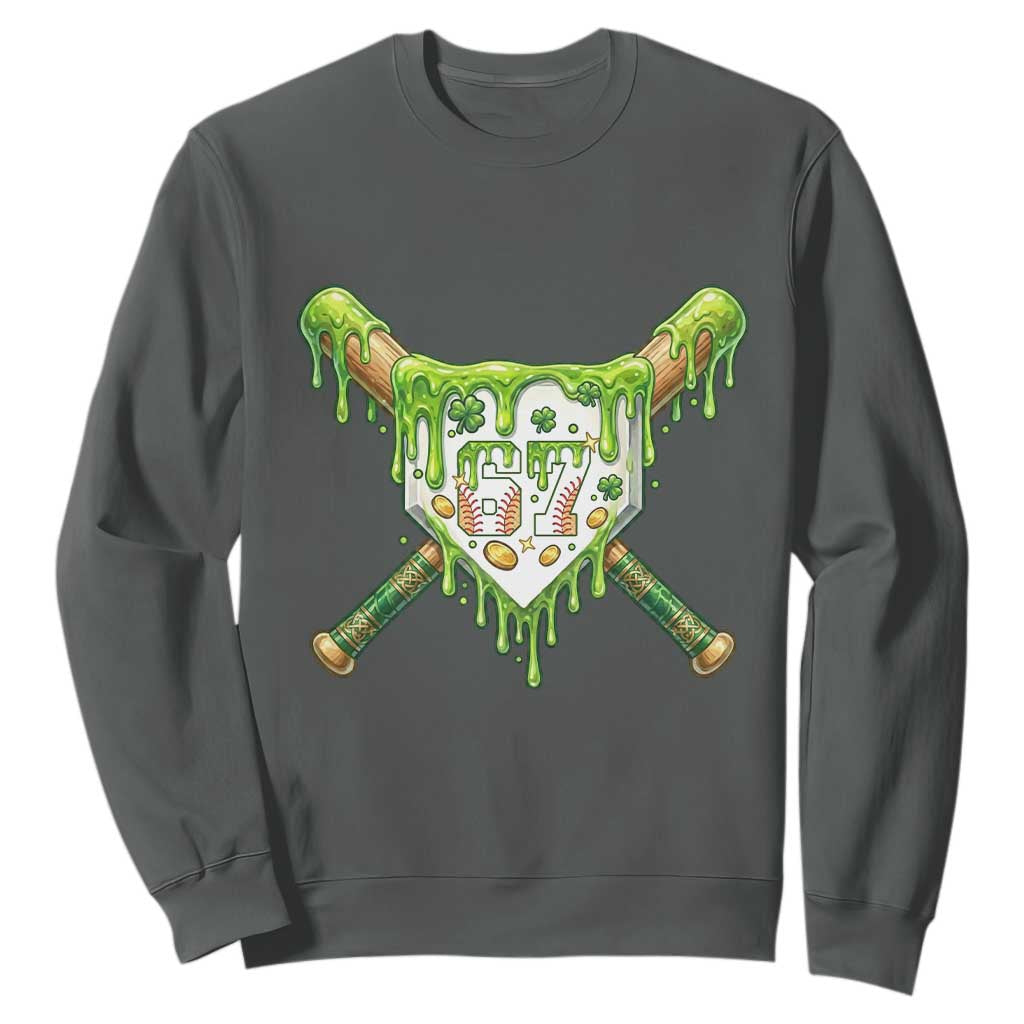 67 St Patricks Day Sweatshirt Funny Six Seven Baseball Sport Party Meme TS14 Dark Heather Print Your Wear