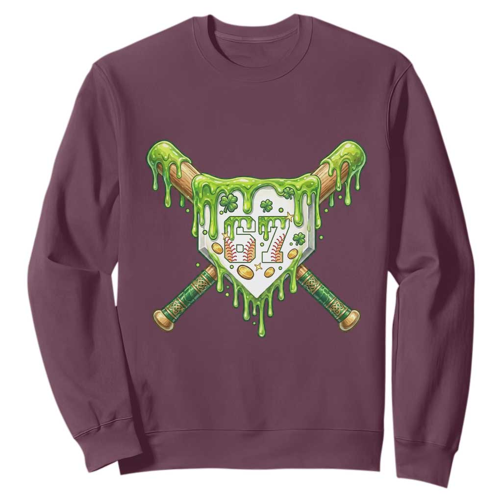 67 St Patricks Day Sweatshirt Funny Six Seven Baseball Sport Party Meme TS14 Maroon Print Your Wear