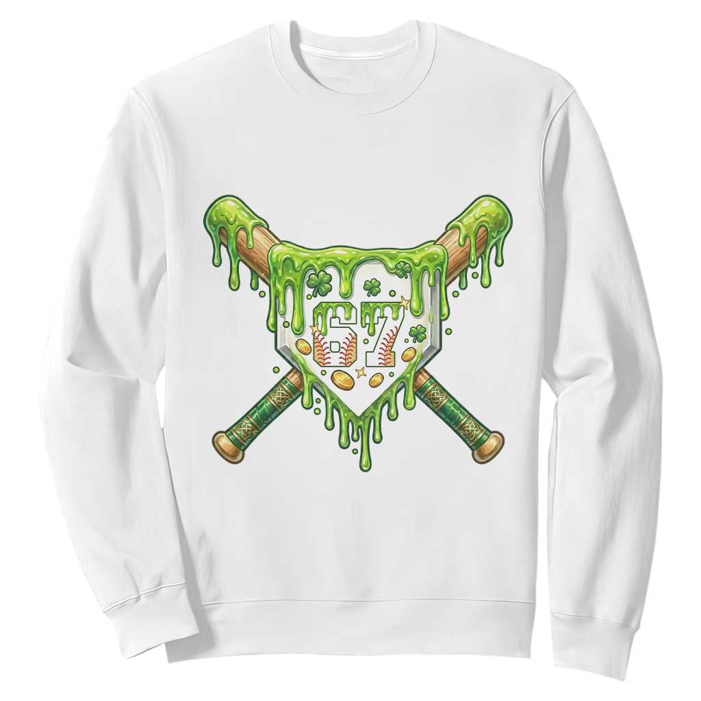 67 St Patricks Day Sweatshirt Funny Six Seven Baseball Sport Party Meme TS14 White Print Your Wear