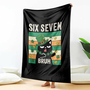 67 Bruh St Patricks Day Throw Blanket Funny Cat Bruh Six Seven Meme TS14 Print Your Wear