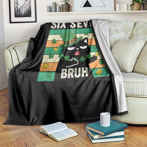 67 Bruh St Patricks Day Throw Blanket Funny Cat Bruh Six Seven Meme TS14 Print Your Wear