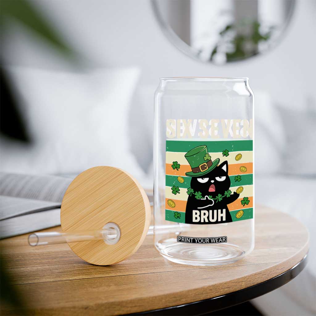 67 Bruh St Patricks Day Glass Can Funny Cat Bruh Six Seven Meme TS14 Print Your Wear