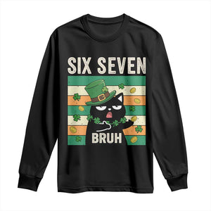 67 Bruh St Patricks Day Long Sleeve Shirt Funny Cat Bruh Six Seven Meme TS14 Black Print Your Wear