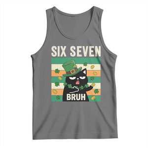 67 Bruh St Patricks Day Tank Top Funny Cat Bruh Six Seven Meme TS14 Black Heather Print Your Wear