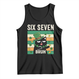 67 Bruh St Patricks Day Tank Top Funny Cat Bruh Six Seven Meme TS14 Black Print Your Wear