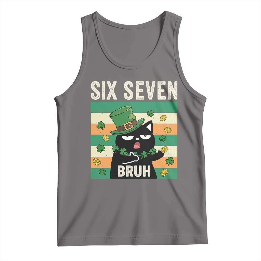 67 Bruh St Patricks Day Tank Top Funny Cat Bruh Six Seven Meme TS14 Deep Heather Print Your Wear