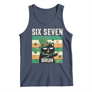 67 Bruh St Patricks Day Tank Top Funny Cat Bruh Six Seven Meme TS14 Navy Print Your Wear