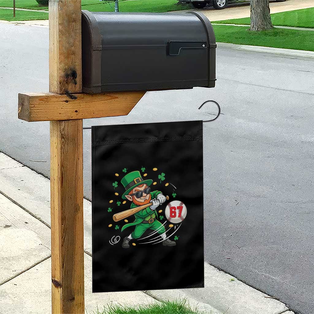 67 St Patricks Day Garden Flag Funny Six Seven Leprechaun Playing Baseball Meme TS14 Print Your Wear