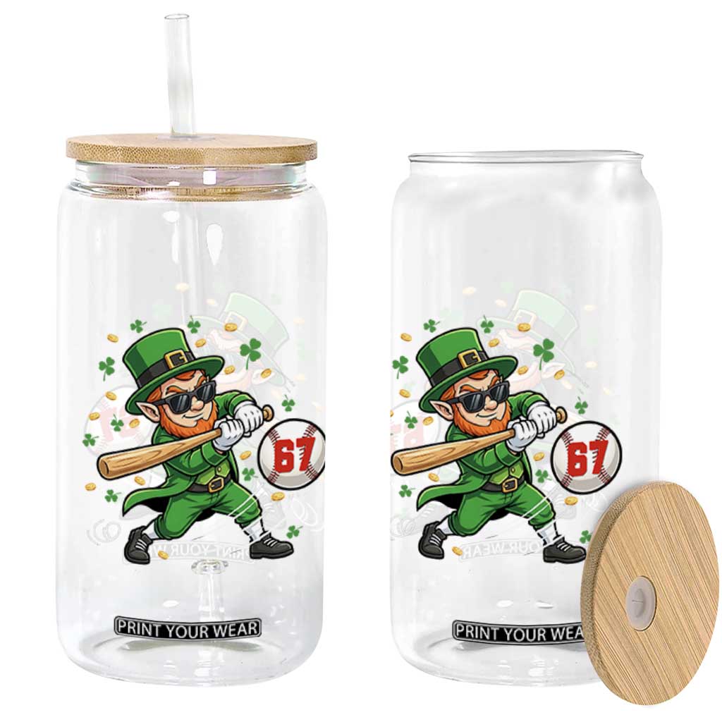 67 St Patricks Day Glass Can Funny Six Seven Leprechaun Playing Baseball Meme TS14 Print Your Wear