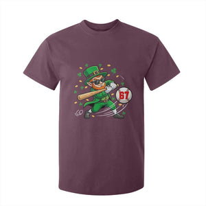 67 St Patricks Day T Shirt For Kid Funny Six Seven Leprechaun Playing Baseball Meme TS14 Maroon Print Your Wear
