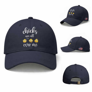 Chicks Are All Over Me Baseball Cap Funny Easter Kids TS14 Baseball Cap Universal Fit Navy Print Your Wear
