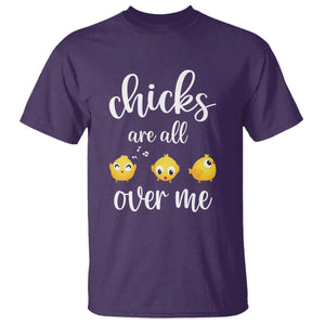 Chicks Are All Over Me T Shirt Funny Easter Kids TS14 Purple Print Your Wear